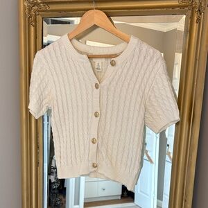H&M Ivory Knit Cardigan with Gold Buttons
